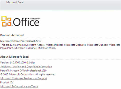Microsoft Office 2010 Installation Id